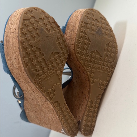 “Jimmy Choo” Women’s Wedge Sandals in Blue Suede pre-owned Size: 35 - Picture 12 of 14